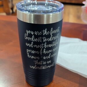 Insulated Blue Tumbler with Inspirational Quote